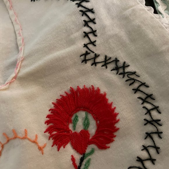 Two Mid Century Hand Embroidered Kitchen Aprons - Picture 7 of 11